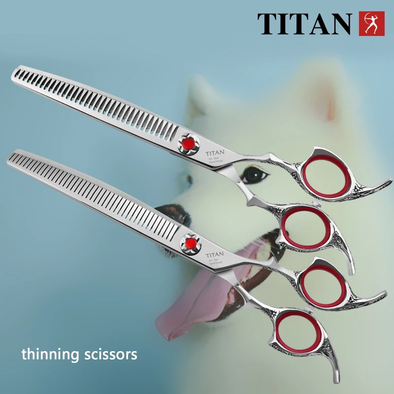 Imagem -02 - Titan Pet Grooming Scissors Grupo Dog Hair Cutting Shears Curvo Desbaste Scissor Kit 6.5 7.0 7.5