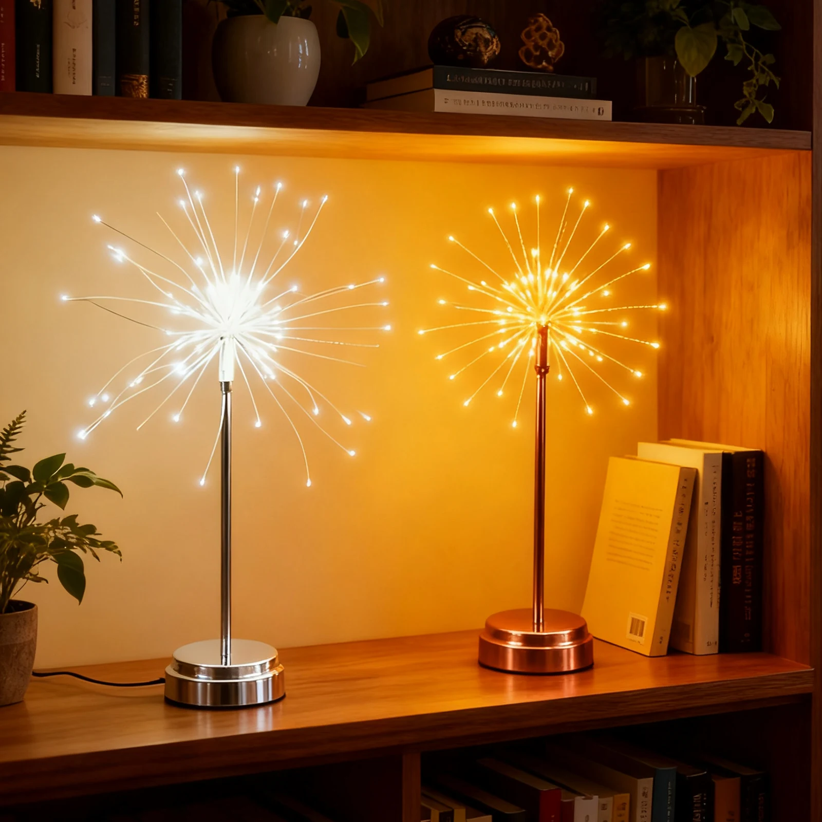 Nest and Flowers Table Lights Battery Operated Christmas LED Fireworks Light Mini Table Firework Lights for Home Party & Holiday