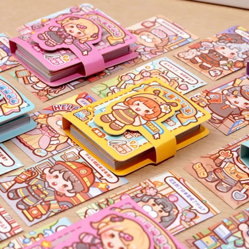1 Mini Dress-Up Sticker Book Easy to Carry in Your Pocket Cute No-Cut Stickers for Journals Creative Scene Dress-Up Sticker Book