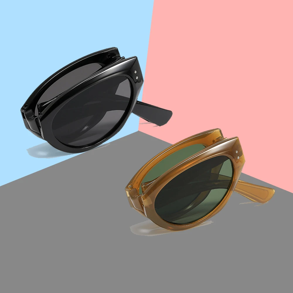 Neue Ankunft Rund Sonnenbrille Frauen Männer Klapp Sonnenbrille Weibliche Oval Brillen Gläser Männlich Weiblich Brillen