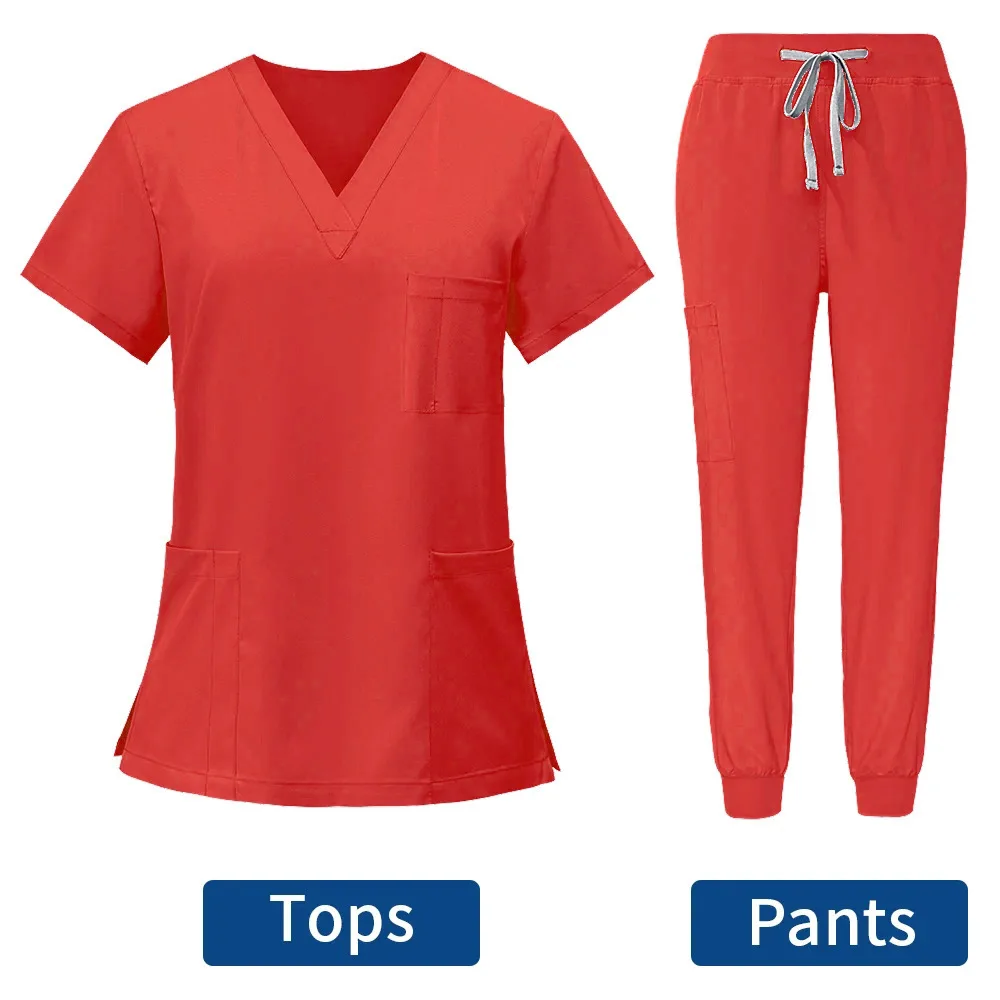 Slim Fit Uniformes Médicos para Mulheres, Scrubs Tops, Calça, Hospital Enfermeiros Acessórios, Clínica Odontológica, Salão de Beleza Vestuário Vestuário