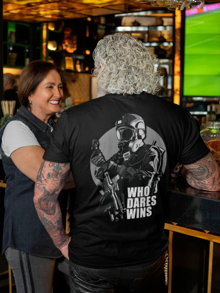 SAS UK القوات الخاصة التي تجرؤ على الفوز الرجال تي شيرت قصير الأكمام عادية 100% القطن س الرقبة الصيف قميص