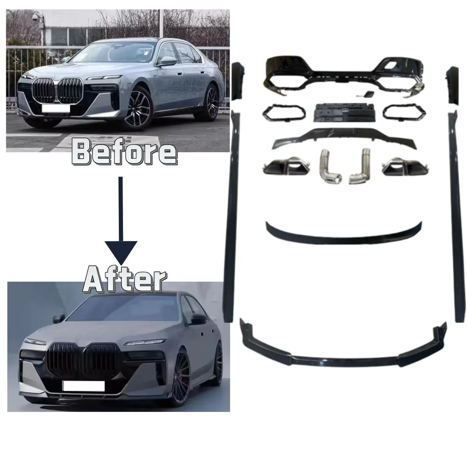 

7 Series Body Kit G70 2032 Modified Bumper Fender Upgrade to 2023 M760 Facelifts Car Bumper Grille Side Skirts Parts for BMer