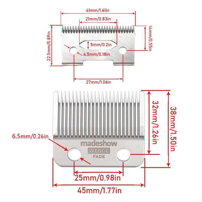 Madeshow M5(F) M10 R66 Wedge Fade Blades Stainless Steel Hair Clipper Ultra Thin Blade Trimmer Replacement Original Cutter Head