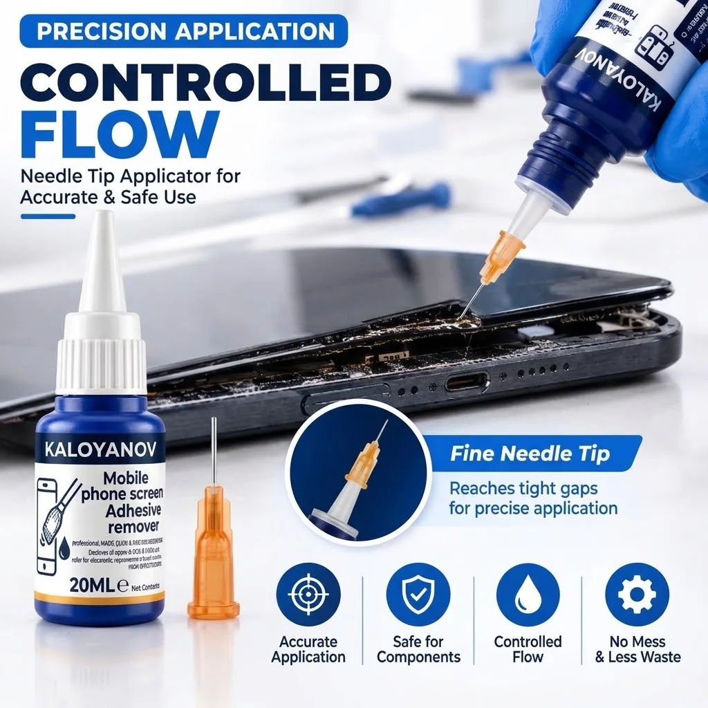 Smartphone LCD OCA Screen Adhesive Glue Remover Liquid with Precision Needle Tip & Flat Cleaning Swabs Teardown Repair Tool Kit