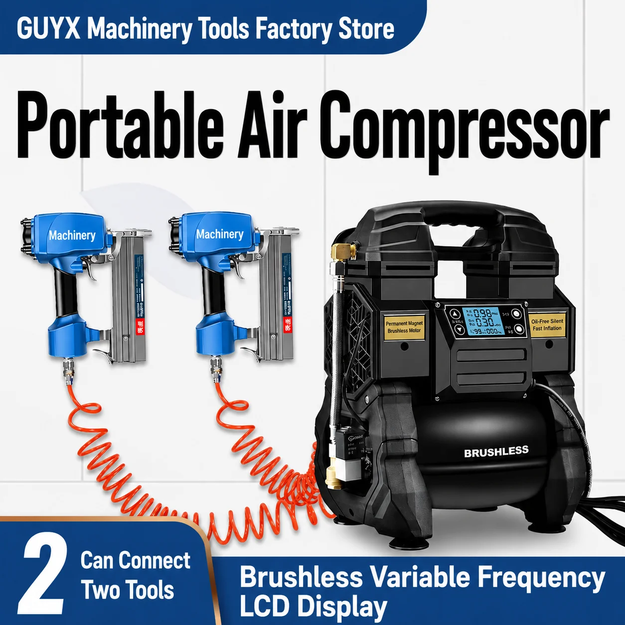

Brushless Variable Frequency Air Compressor Aluminum Tank High-pressure Underfloor Heating Woodworking Spraying Air Pump 220V