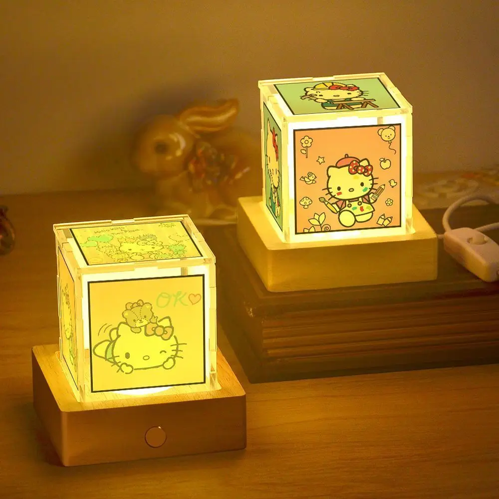 Simpatica luce notturna Hellokittty Decorazione della stanza Camera da letto per studenti Scrivania per computer Atmosfera Lampada da scrivania Modelli plug-in Figura anime