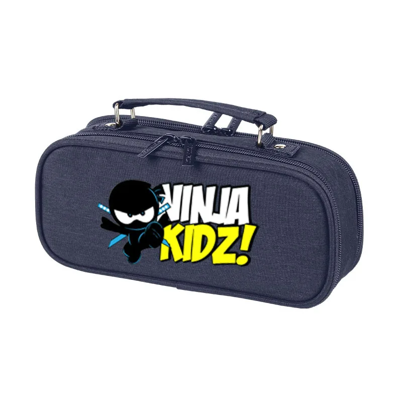 Ninja Kidz Big Capacity Pen Pencil Storage Bag Multilayer School Pencil Case Canvas Stationery Pen Bag Pouch Boy School Supplies