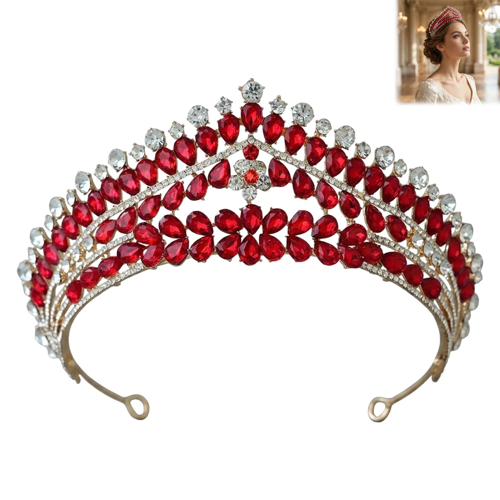 

Bridal Rhinestone Headpiece Half Crown Wedding Accessory Elegant Princess Style