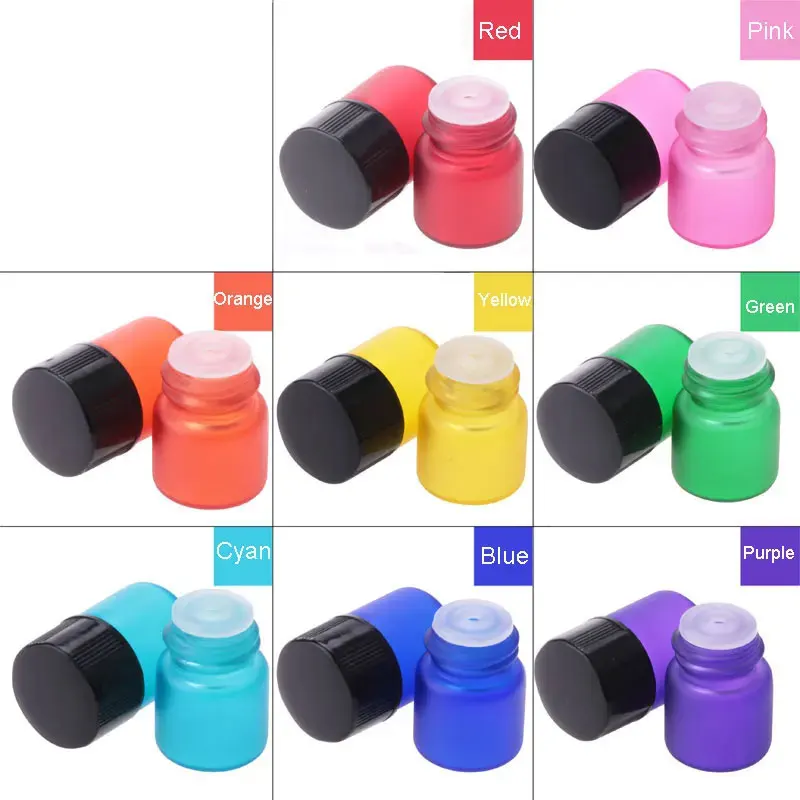 Mini garrafas de vidro coloridas para perfume, 100 peças, 1ml, com redutor de orifício, tampa preta, frasco pequeno de óleos essenciais, recipiente de exibição de perfume