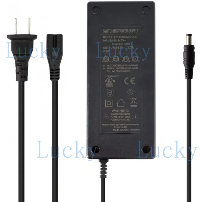 

Зарядное устройство 48В для литий-ионных аккумуляторов, штекер 5.5x2.1мм, 54.6В 2А 13S