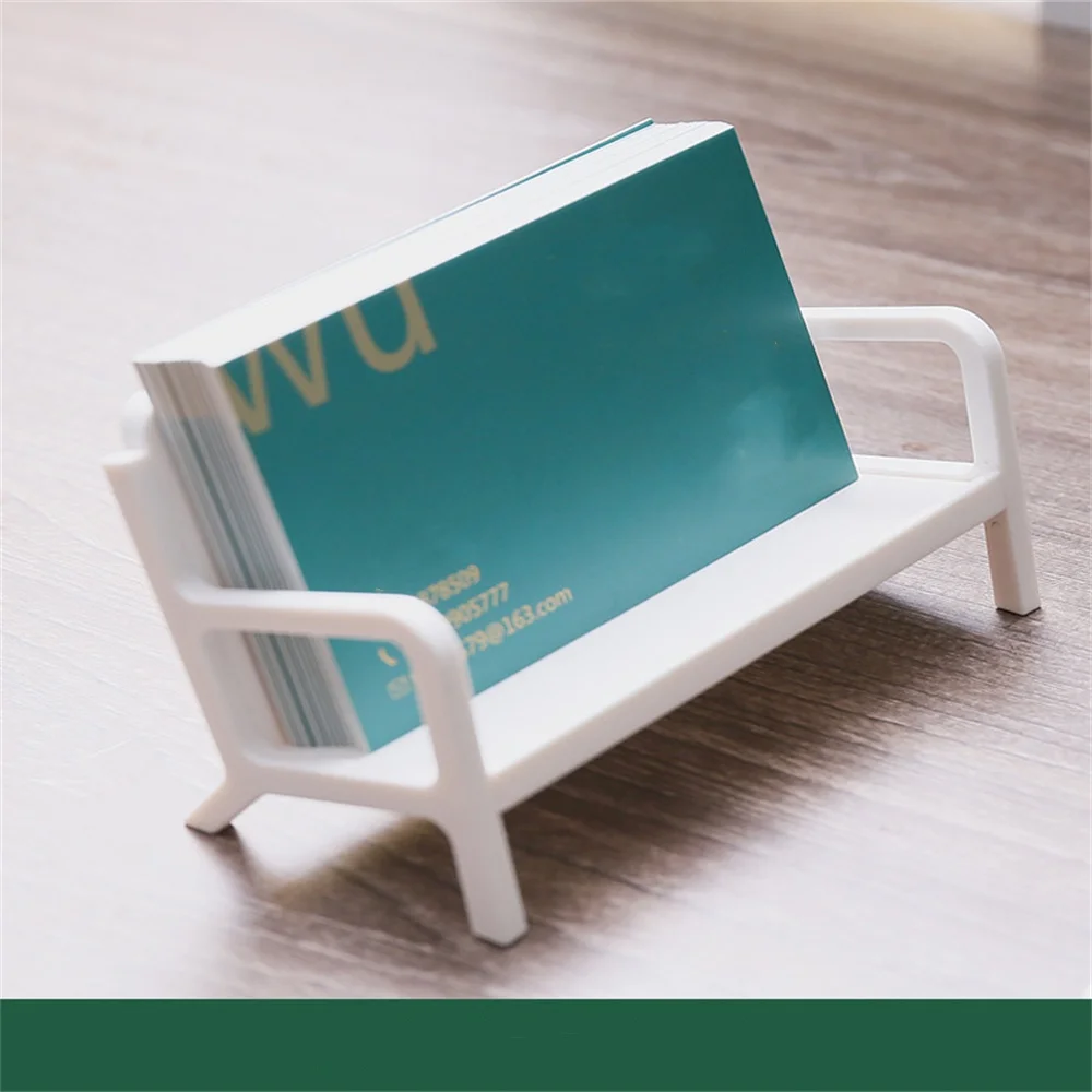 2024 Originality White Bench Business Card Holder Stand Case Modern Sofa Name Card Desktop Organizer School Office Supplies