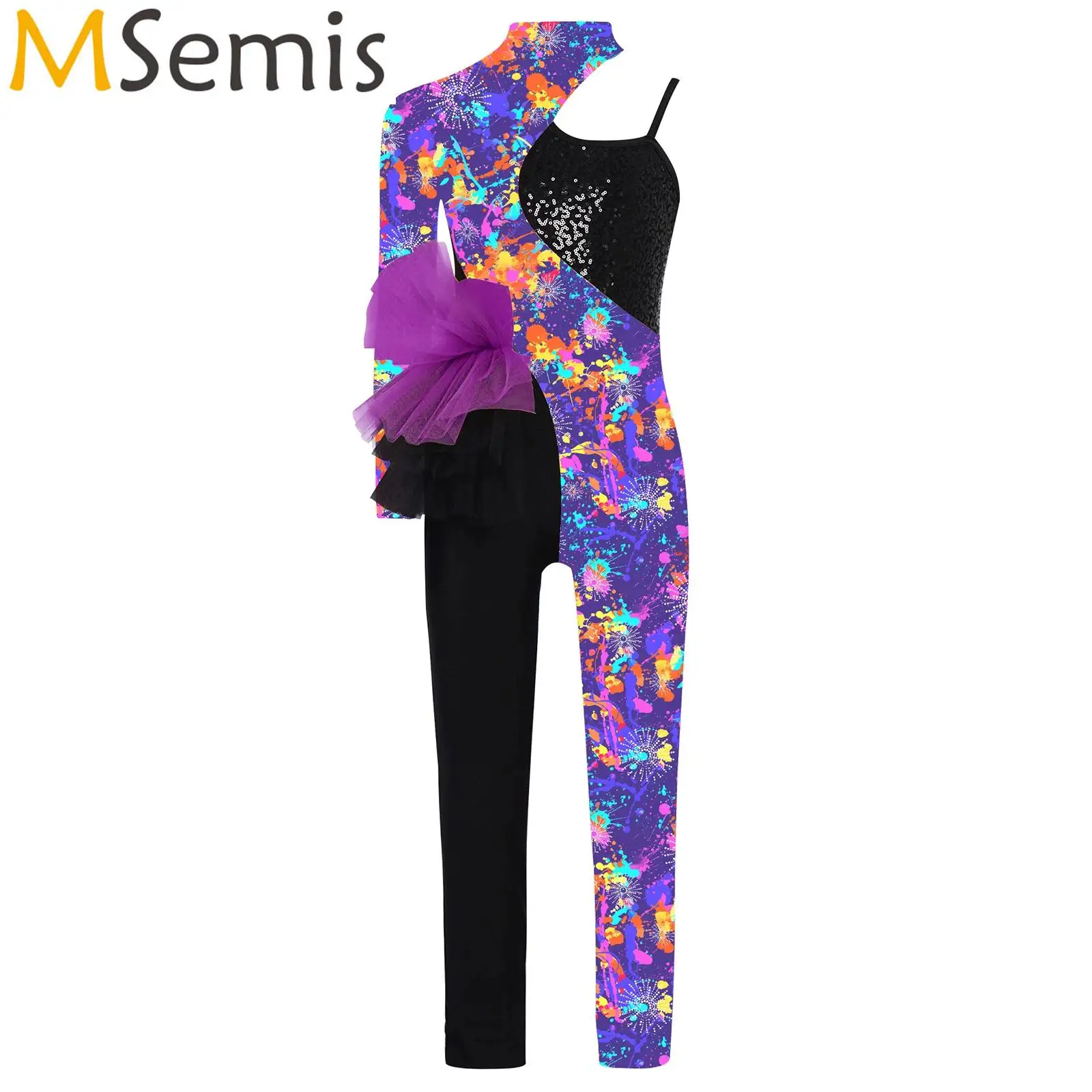 

Детские гимнастические балетные трико для девочек, боди с блестками для фигурного катания, костюм-пачка балерины с принтом, танцевальные комбинезоны, комбинезон