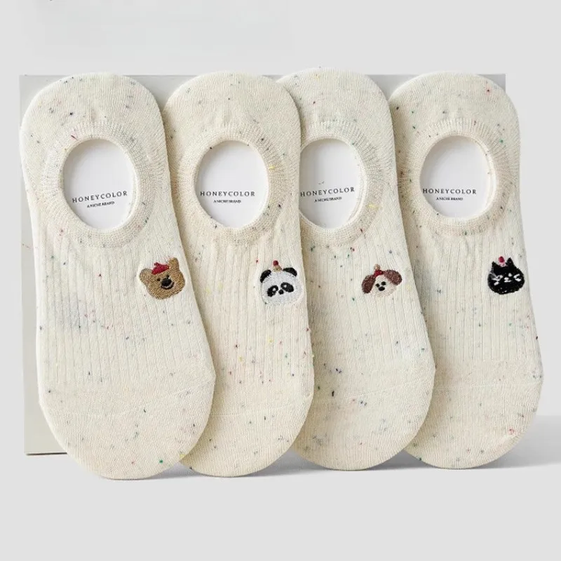 Women's Summer Thin Non-slip No-show Socks Ins Trendy Japanese Style Cute Animal Pattern Spot Yarn Kawaii Casual Low-Cut Socks view 6