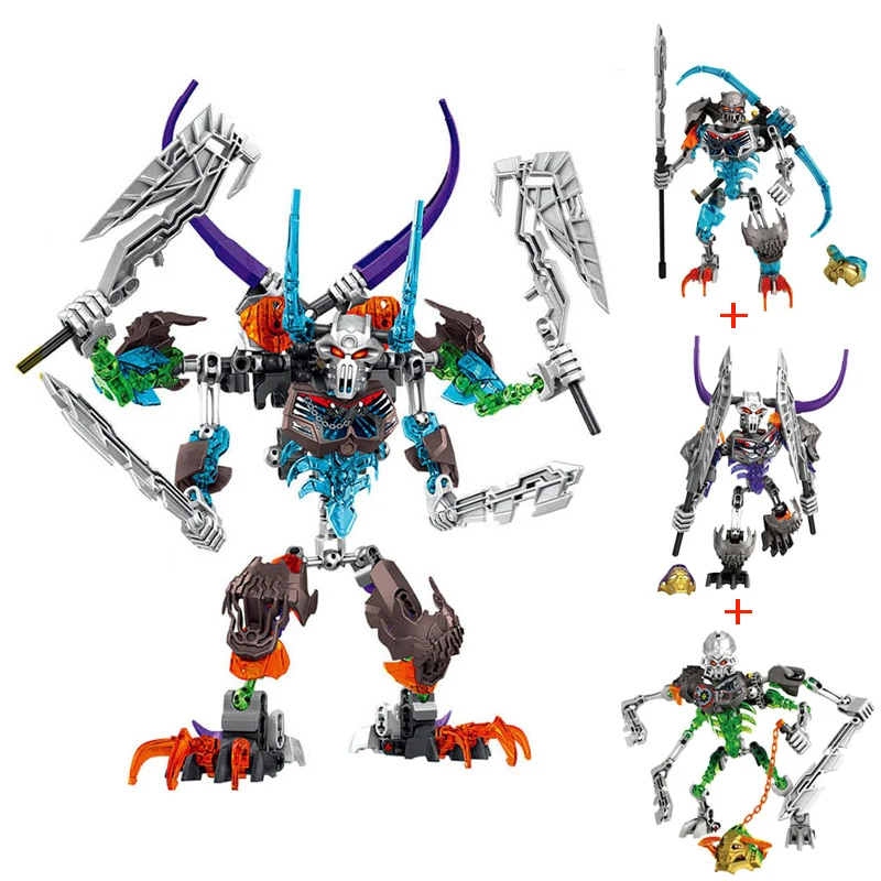 Skull Soldier Combined Robots Building Blocks Bionicle Warriors Golden Mask Maker Bricks Zabawki dla chłopców Prezenty urodzinowe dla dzieci