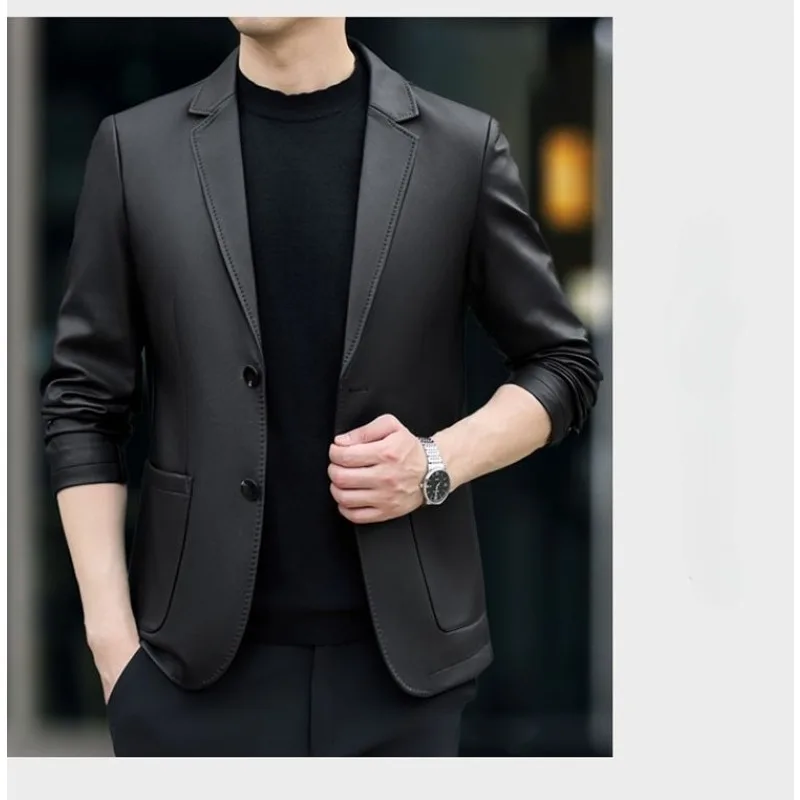 

Новые мужские куртки из натуральной кожи для весны и осени, тонкие костюмы из овчины, высококачественная повседневная одежда из чистой кожи, модная верхняя одежда