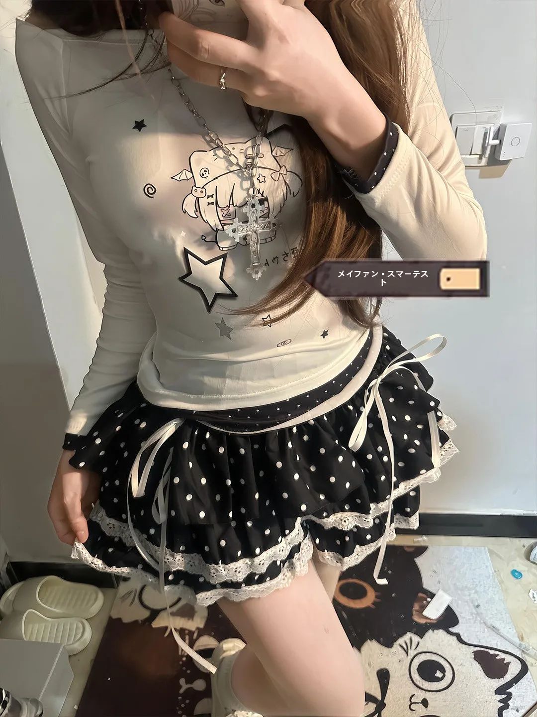 Retro Polka Dot S Sweet Young Looking Half Skirt Summer Style Girls Bouncy Cake Short Skirt High Waist Gored Non-Elastic Lace