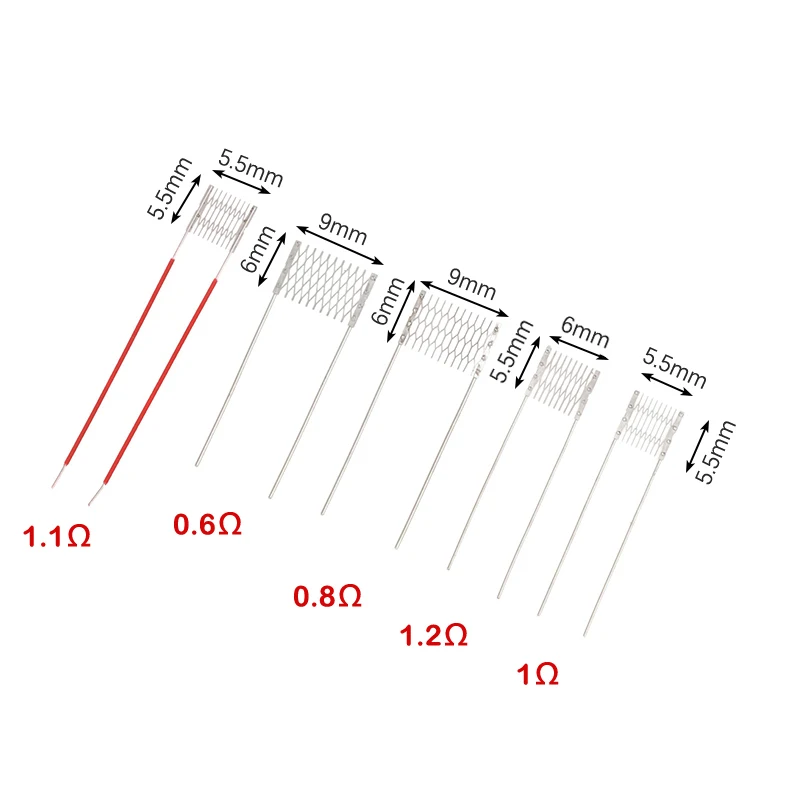 DIY 재구축 메쉬 코일, 교체용 사전 구축 코일 액세서리, 0.6, 0.8, 1.0, 1.1, 1.2 옴 코일, 박스당 10 개