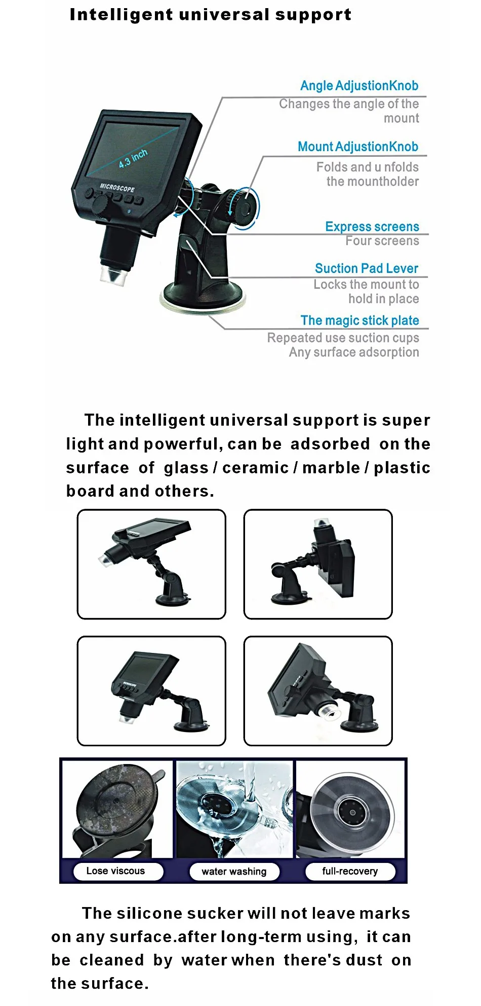 

600X Digital Electronic Video Microscope 4.3 Inch HD LCD Soldering Microscope Digital Diamond Microscope