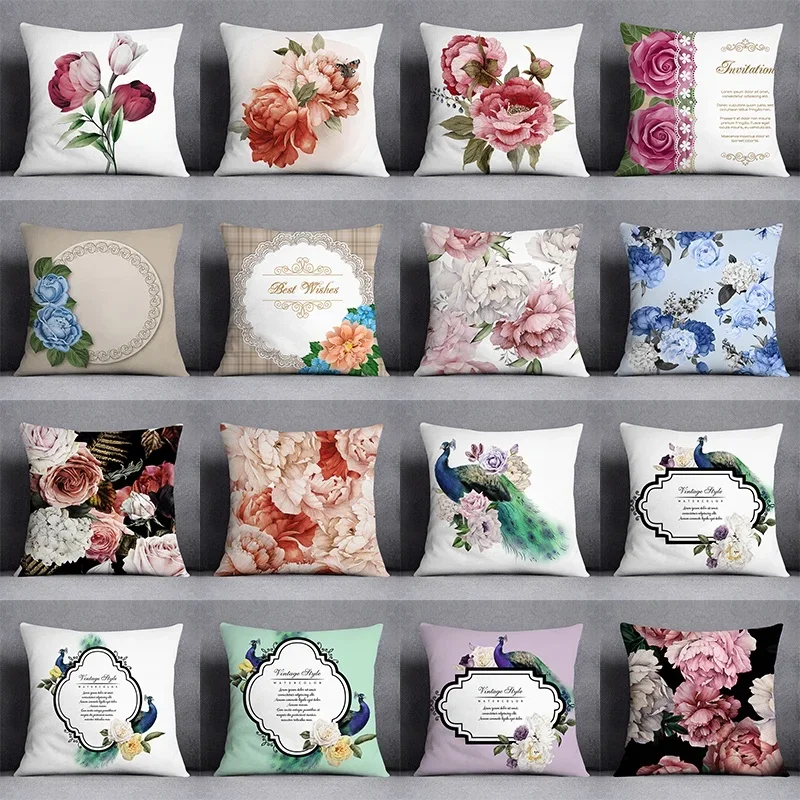 Fashion Classic Square Decorative Pillowcase Rose Pattern  Living Room Sofa Cushion  Pillow Home Decor