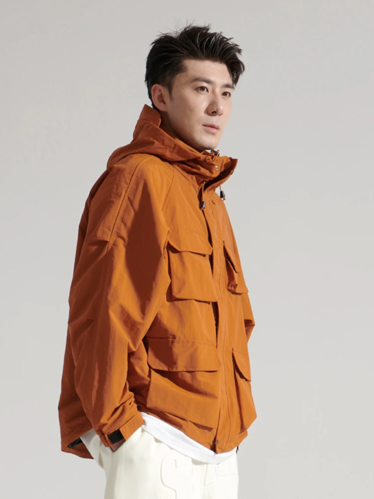 New Spring and Autumn Hoodie Workwear Jacket Men's Korean-Style Loose Solid Color Coat Shell Jacket