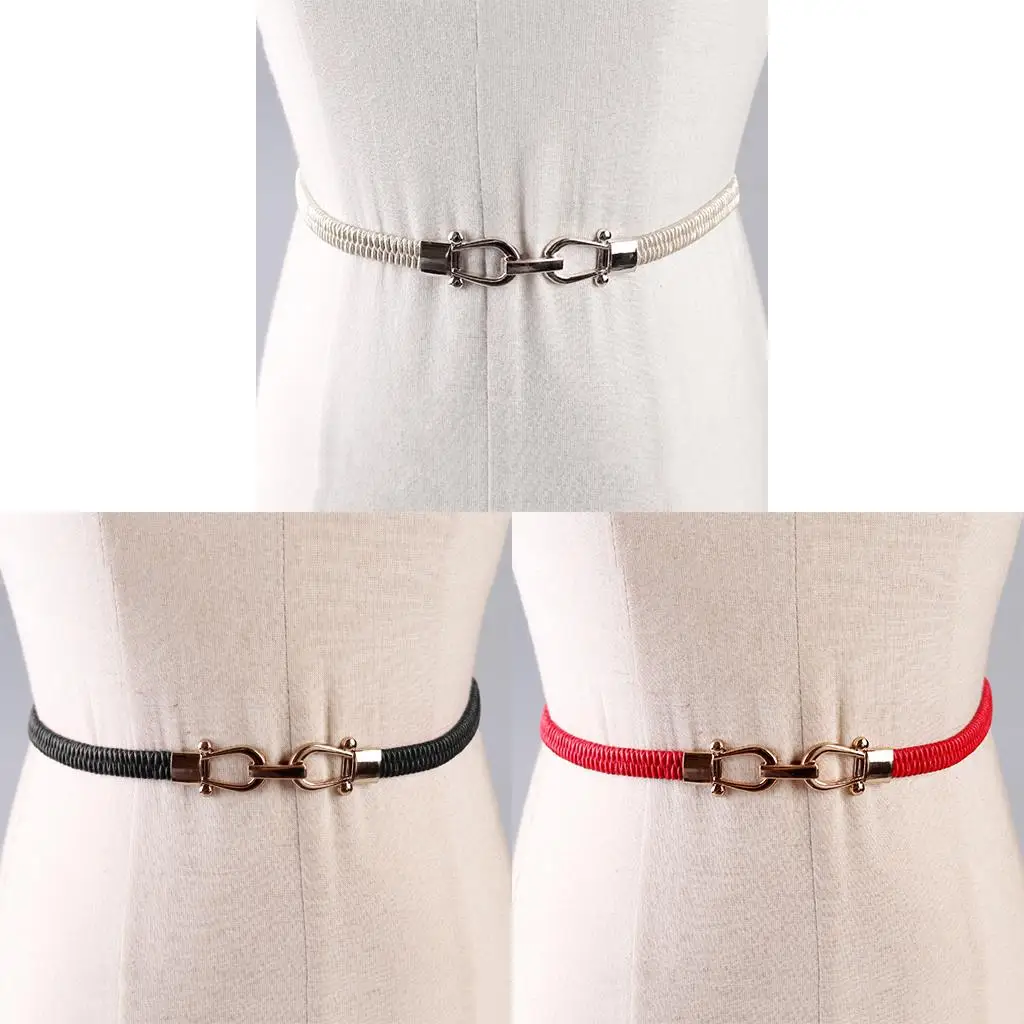 

Ladies Retro Fold Elastic Waist Belt Stretchy Cinch Belt PU Leather Waistband for Blouse Dress Skirt Jeans or Sweater