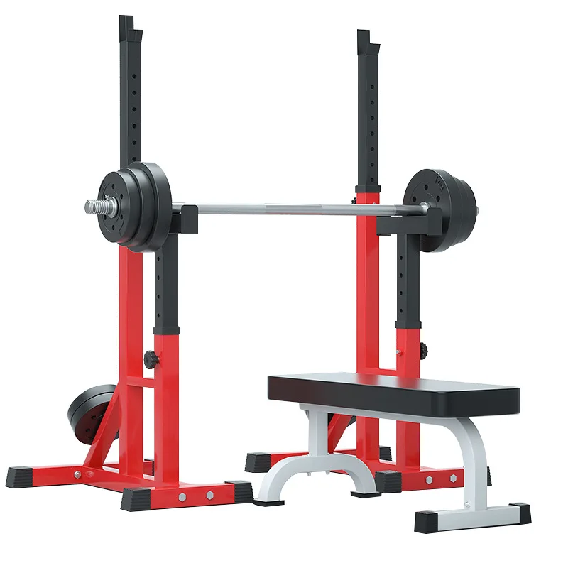 Multifunctional Split Squat Rack, Barbell Rack, Bench Press, Adjustable One-piece Weight Bench, Fitness Equipment