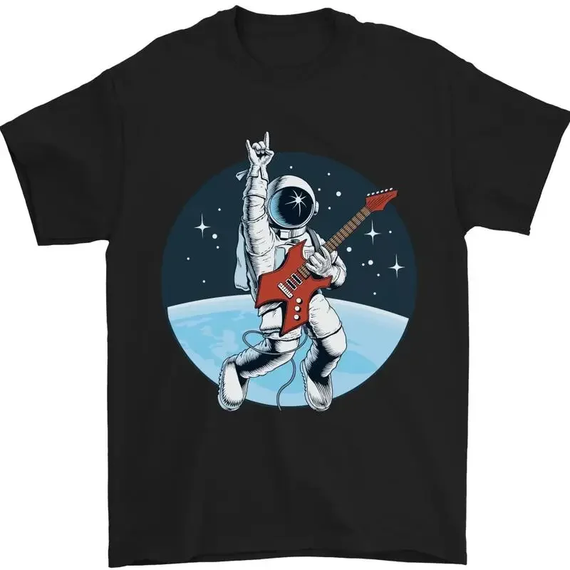 Herren-T-Shirt mit lustigem Astronauten-Gitarren-Motiv aus 100 % Baumwolle