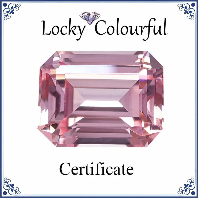 

Lab Grown Sapphire Sunrise Pink Color VVS1 Emerald Cut Charms Beads for DIY Jewelry Making Materials Selectable AGL Certificate