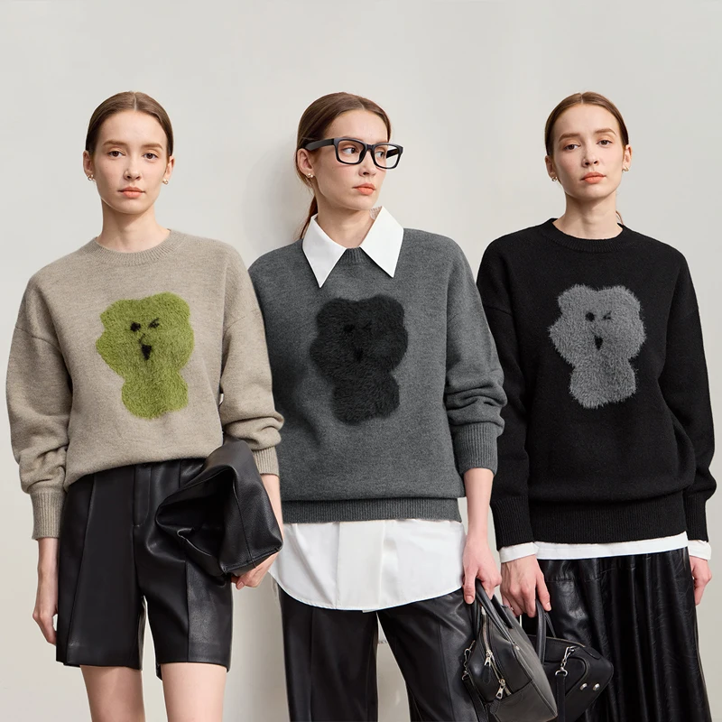 AMII Women's Casual Loose Fit Long Sleeve Sweater 2025