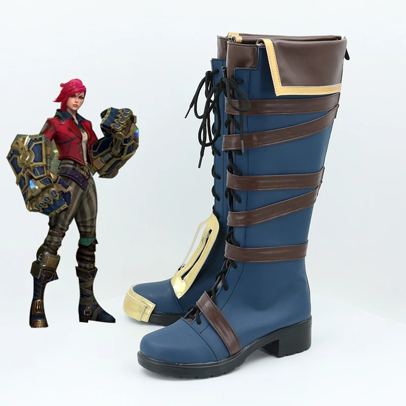 LOL Arcane Vi Cosplay Fantasia, Sapatos, Adereços, Botas, Sapatos, Festa de Halloween, Quente, Acessórios para Novos Jogos, Personalização