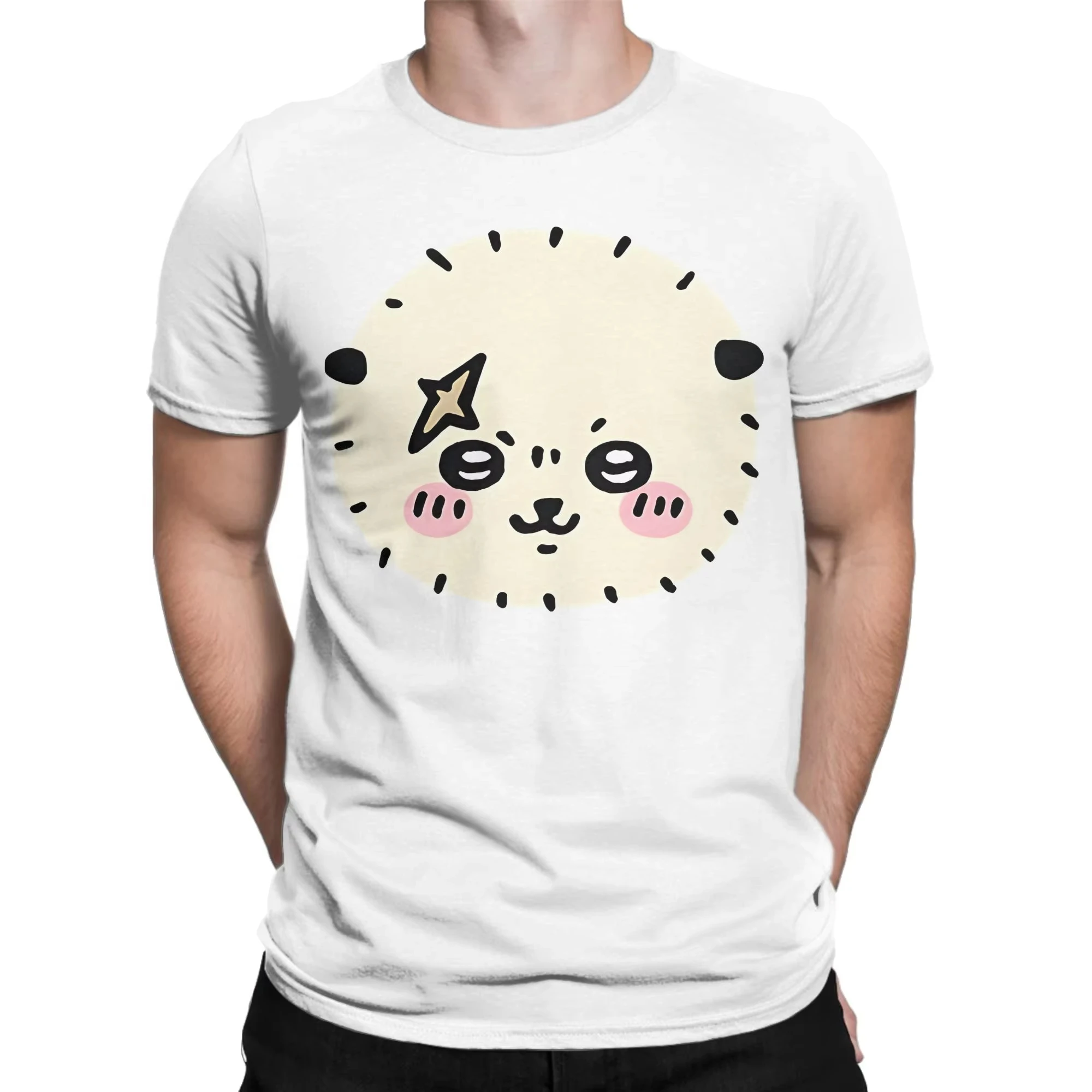 Funny Chiikawas Rakko T-Shirts Men Round Neck Cotton T Shirts Short Sleeve Tees Unique Tops