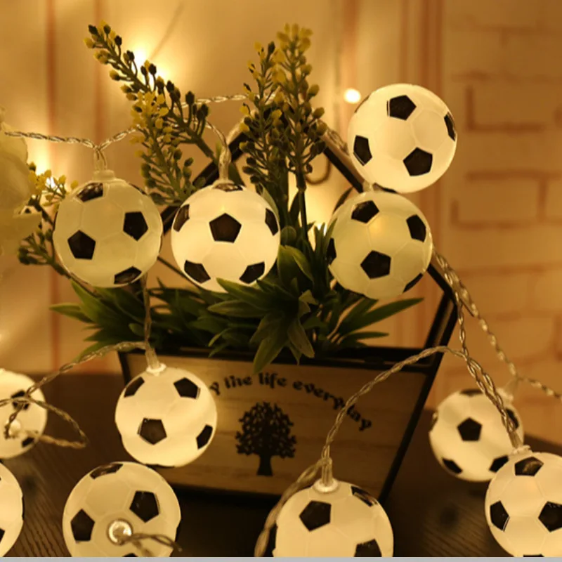 LED String Lights Football Soccer Shaped Fairy Lights LED Hanging Lights for Carnival Parties Decor