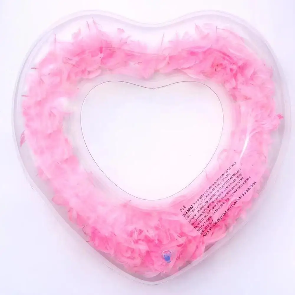 

Heart-Shaped Feather Swim Rings- Summer Float Inflatable Swim Rings, Water Fun Beach Party Float Tube