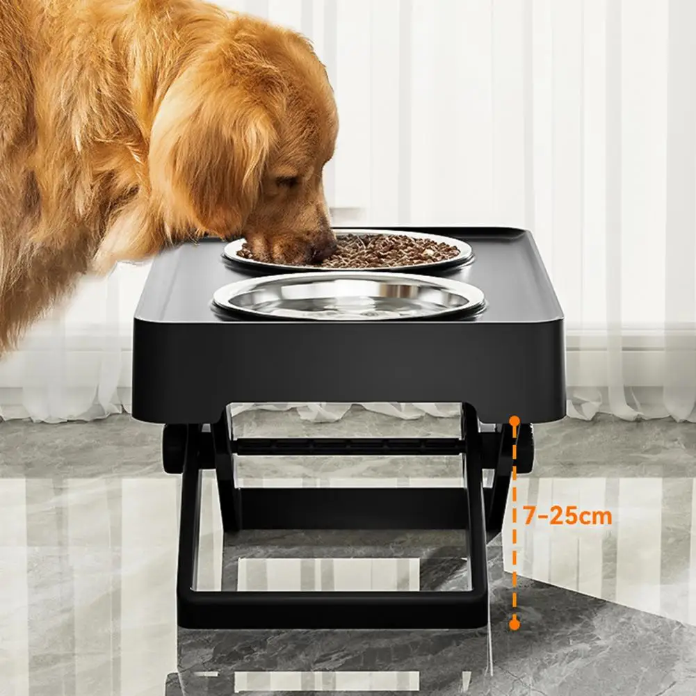 Clean Healthy Dining Experience for Pets Height Adjustable Elevated Dog Bowls with Stainless Steel Bowls for Small for Raised