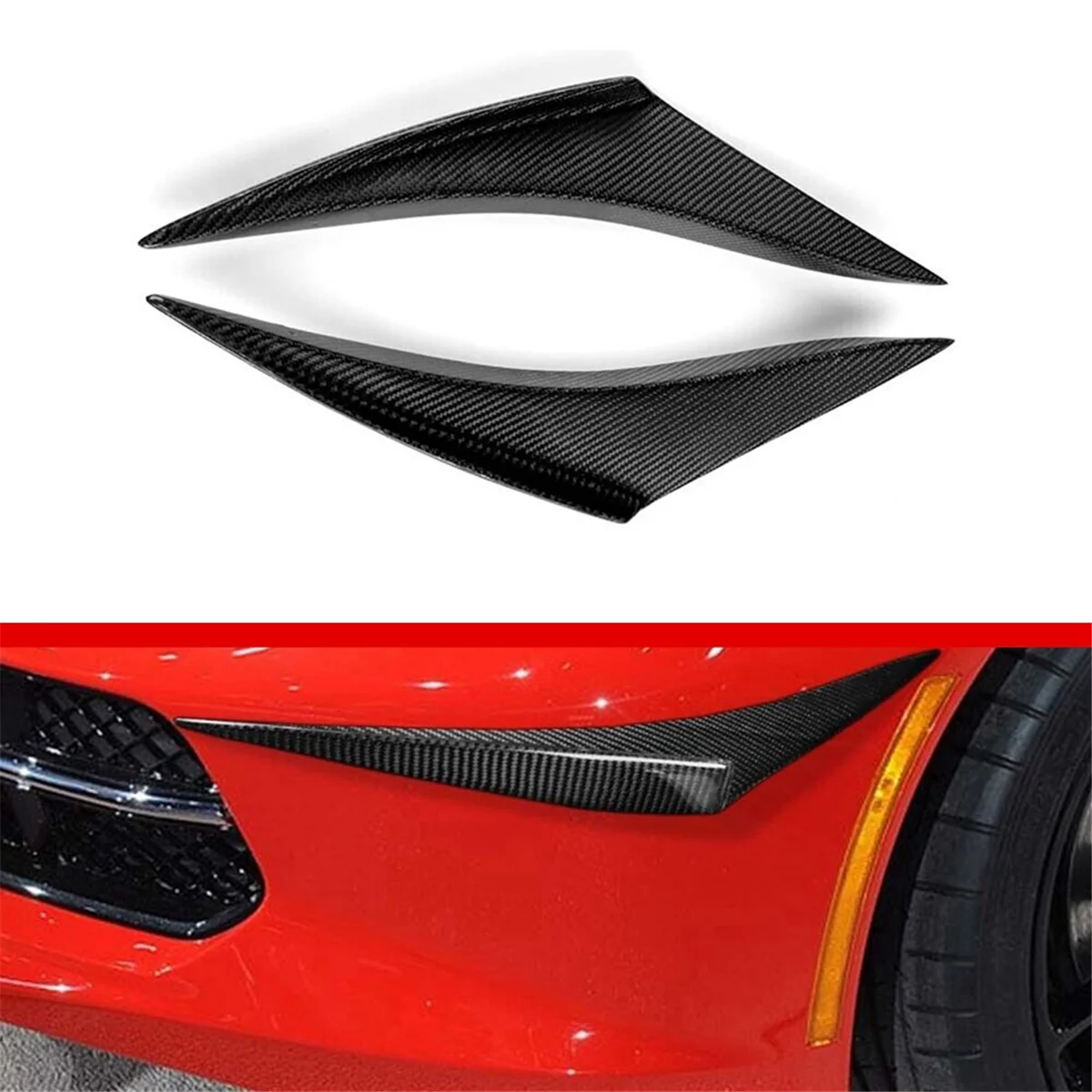 Carbon Fiber Car Front Side Canards Splitter Spoiler Fit for Chevrolet CORVETTE C7 2014-2015