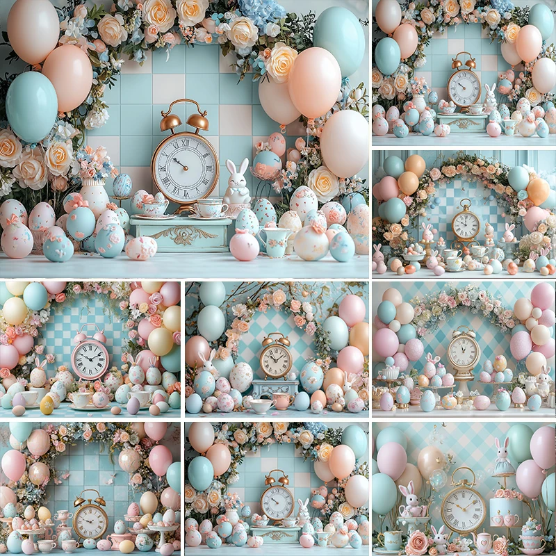 

LS Photography Background Spring Easter Floral Bunny Egg Shop Kid Birthday Cake Smash Portrait Decor Backdrop Photo Studio