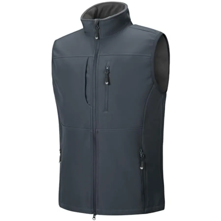

33000Feet Men's Lightweight Softshell Vest Outerwear Zip Up Fleece Lined Windproof Sleeveless Jacket for Golf Running Hiking