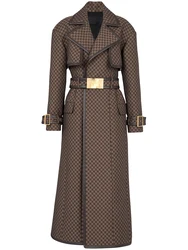 High Street neuesten Herbst Winter Designer Mantel Damen Gürtel Monogramm Jacquard Trenchcoat