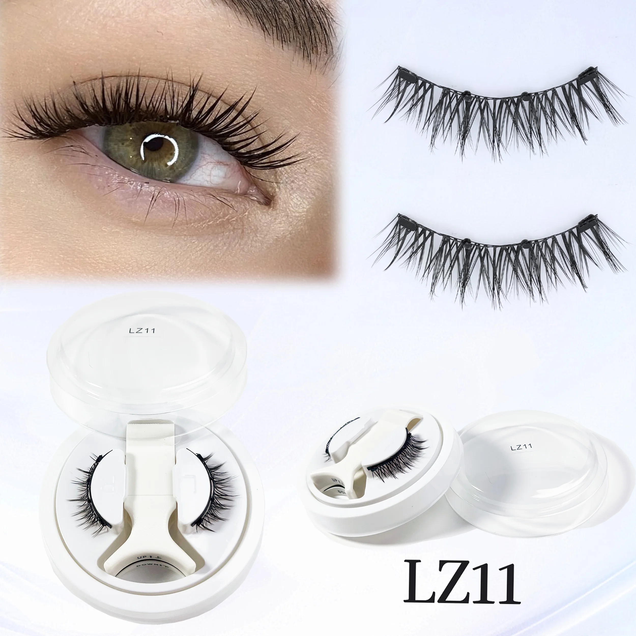 Hot 1 Pair Magnetic Eyelash Handmade Fluffy Eyelash Natural Eyelash With Magnetic Tweezers Reusable Faux Mink Lashes Makeup Tool