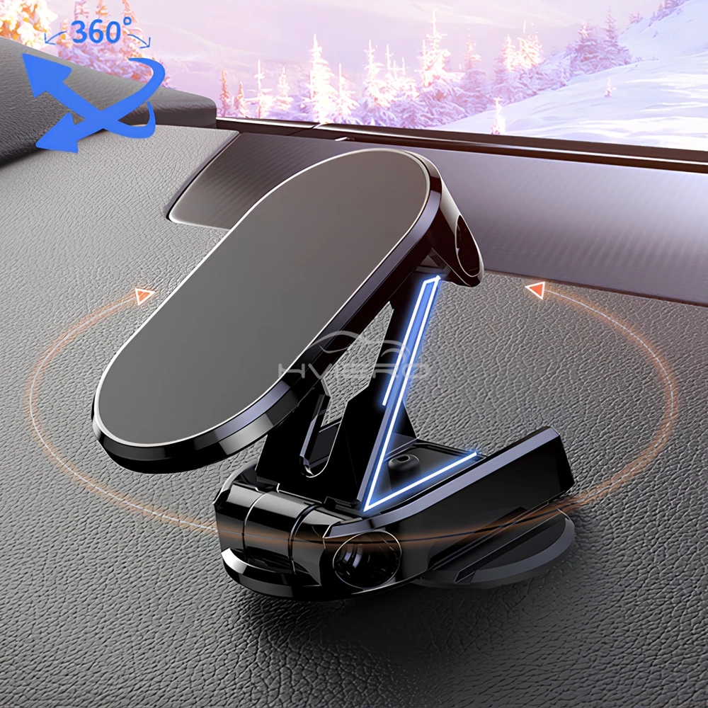 Car Stand Smooth Rotation 360°Metal Magnetic Folding Magnet Designed Second To Install for IPhone Xiaomi Holder GPS Navigation