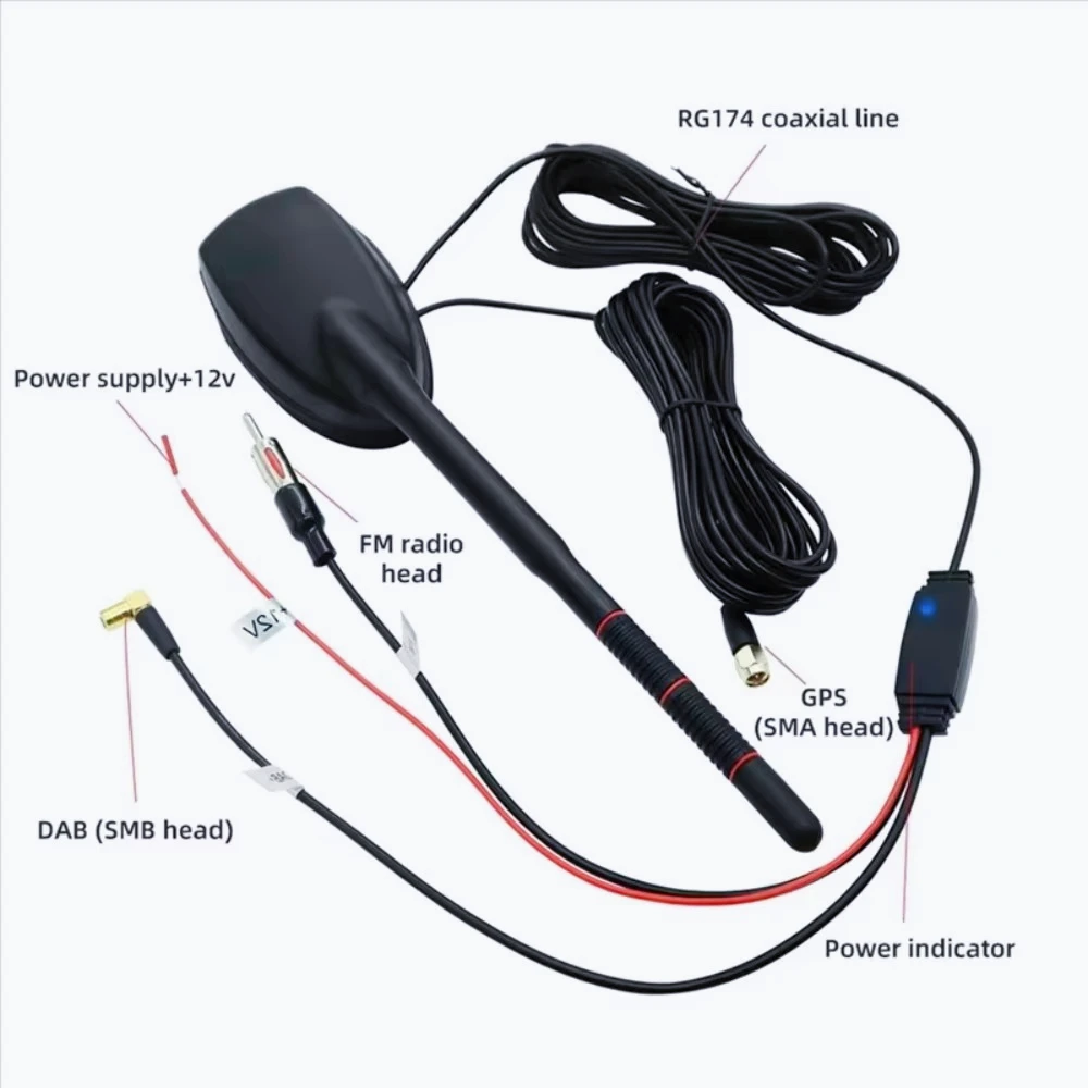 AM-Universal Car Antenna GPS+DAB+FM 3-In-1 Multi-Function Combination Active Radio Amplifier Antenna With Gain - view 4