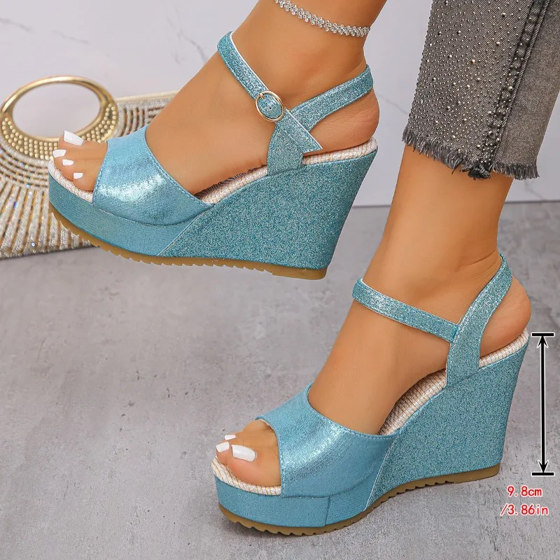 Platform Wedge Sandals Women 2026 Summer New Versatile Platform One Buckle Open Toe High Heels