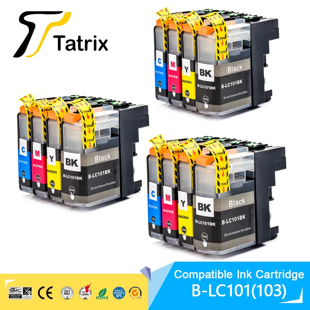 Tatrix LC101 LC103 Full Ink Cartridge For Brother DCP-J152W MFC-J245 MFC-J285DW MFC-J450DW MFC-J470DW MFC-J475DW Printer