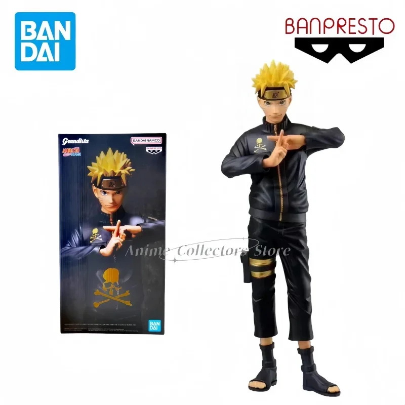 Bandai-Bandai Original Anime Naruto Black PVC Action Figure, Model Toy, Naruto, Grandista Shinobi, Uzumaki Ornament Gifts