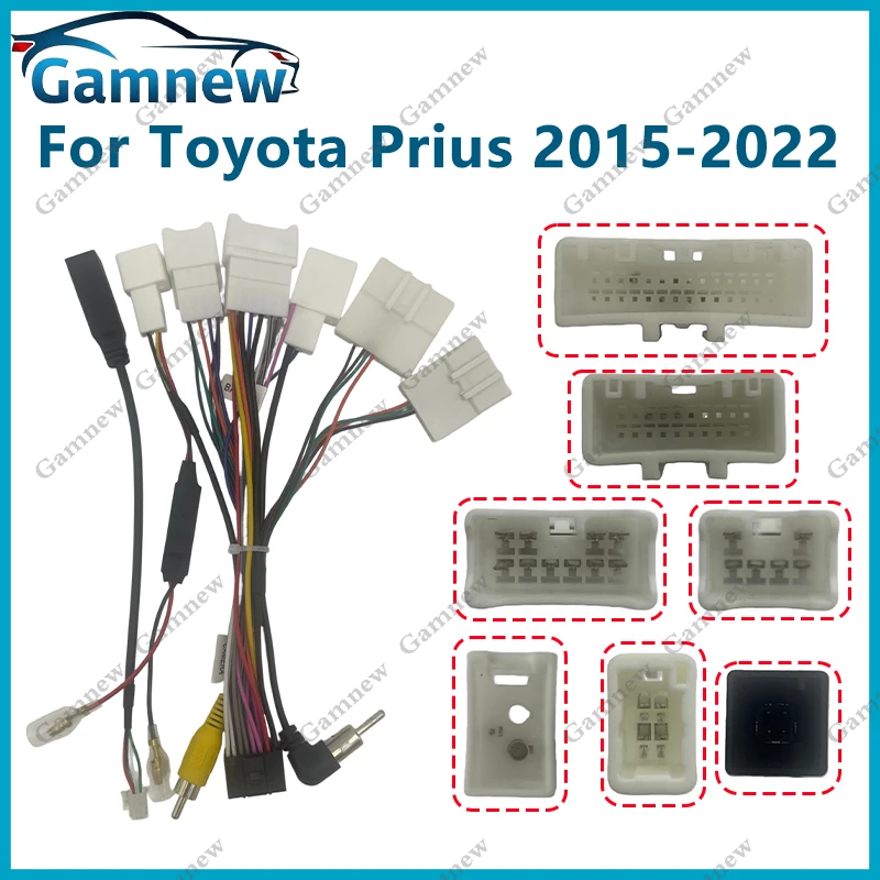 Gamnew 16Pin Car Stereo Wire Harness Android Radio Power Cable For Toyota Prius 2015-2022 Low End