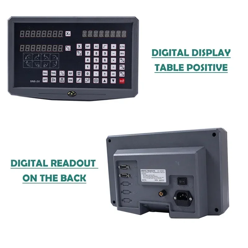 DRO Digital Readout SNS-2V 2 Axis AC110V/220V Display and 2 Pieces 0-1000mm 5/1um Linear Scale Encoder For Milling Lathe Machine