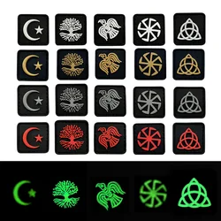 Símbolos celtas, insignia de moral de PVC para mochila táctica, parches de gancho y bucle Vikingo, emblema de Triquetra de Talismán de goma 3D, signo Islámico