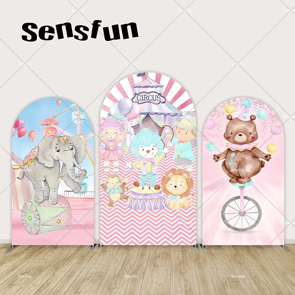 

Sensfun Pink Girls Circus Tent Birthday Party Arch Backdrop Baby Shower Birthday Party Background Chiara Wall Banner Double Side