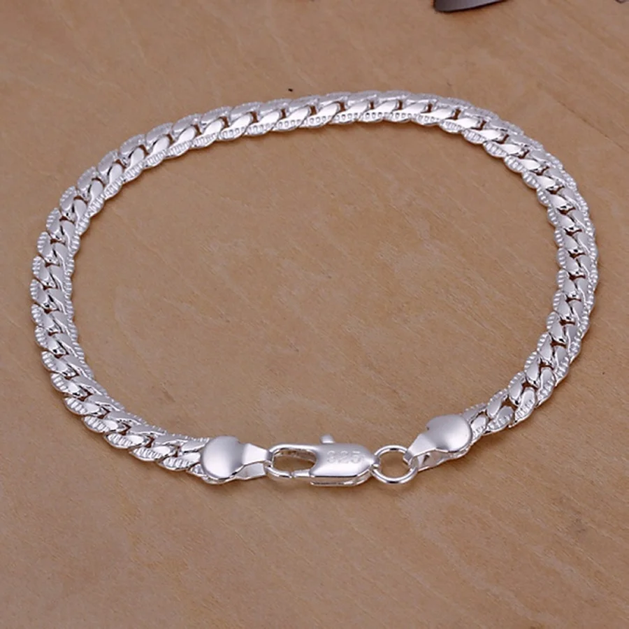 Fashion 18k Gold 925 Sterling Silver 5mm Men Jewelry Charm Women Lady Chain Bracelets Free Shipping Wedding Party Gifts